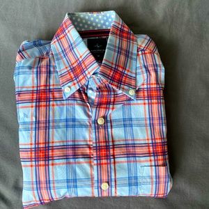 EUC orange + blue plaid Taylorbyrd casual shirt